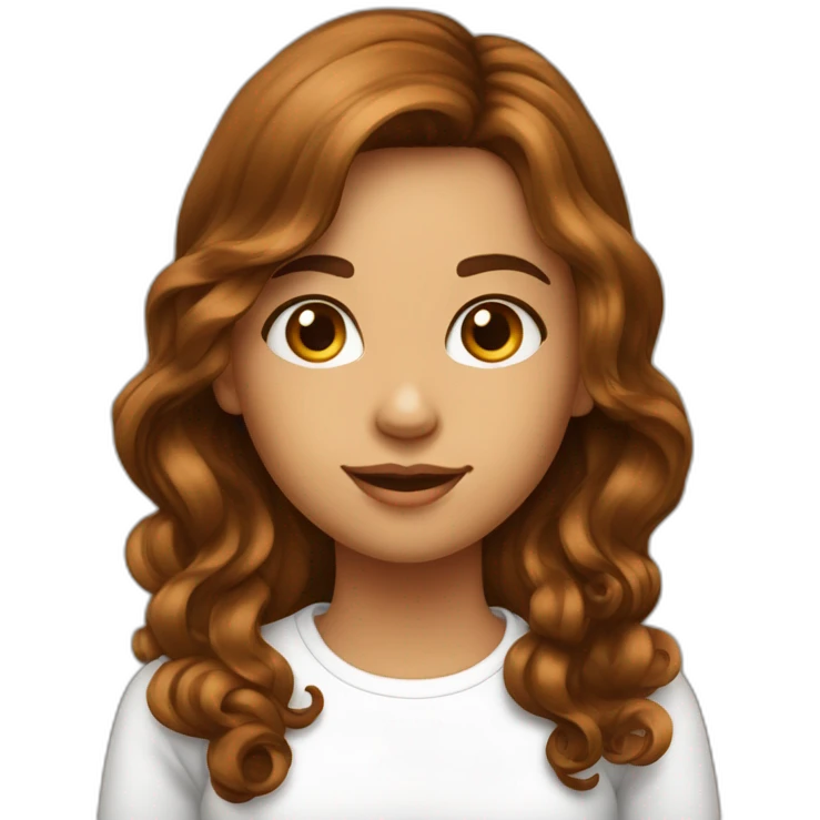 fille long cheuveux marron onduleé vétement cool emoji