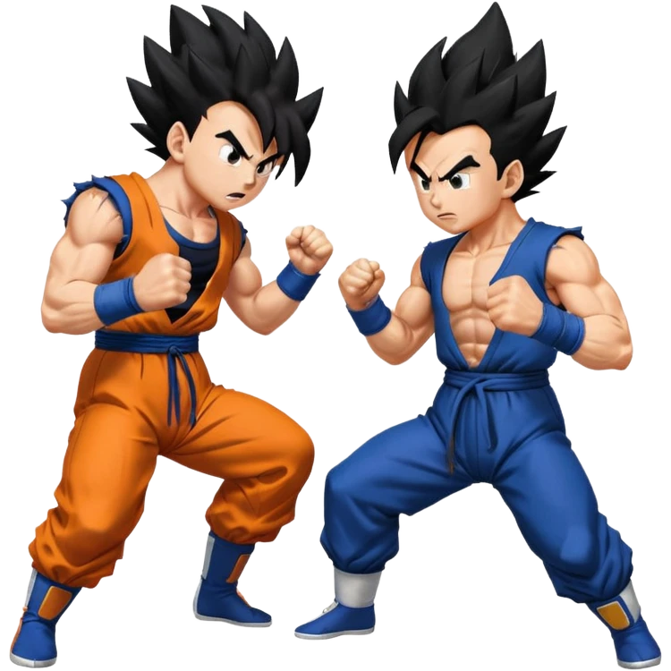Goku vs Vegeta clashing punching struggling querral fight  emoji