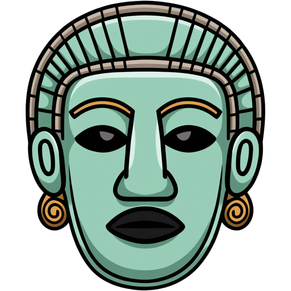 Ancient Toltec colossal stone head with stern expression emoji