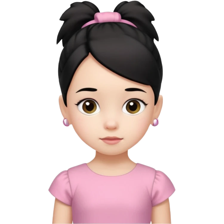 una chica pequeña con una cola color negro  de 4 años emoji
