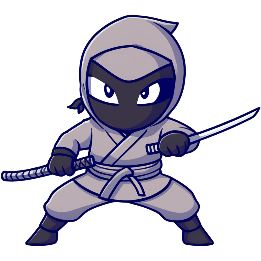 a cute cartoon ninja in action pose emoji