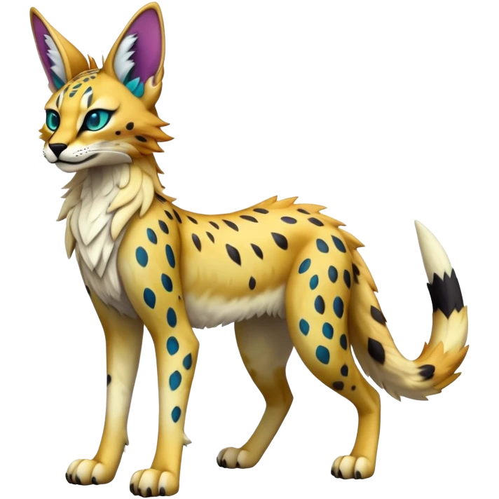 Epic Edgy Colorful ethereal eldritch Sergal-Serval-Vernid full body emoji