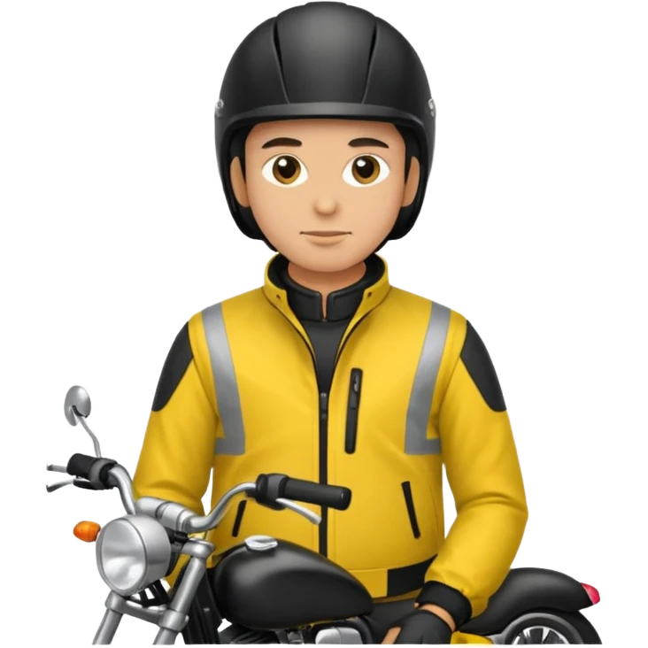 Biker in black helmet wearing yellow jacket emoji