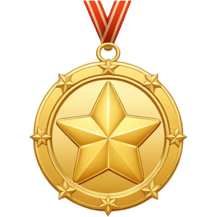 golden medal in star shape, central empty space, details in border, golden emoji
