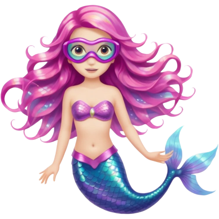 Mermaid wearing a light pink snorkel mask emoji