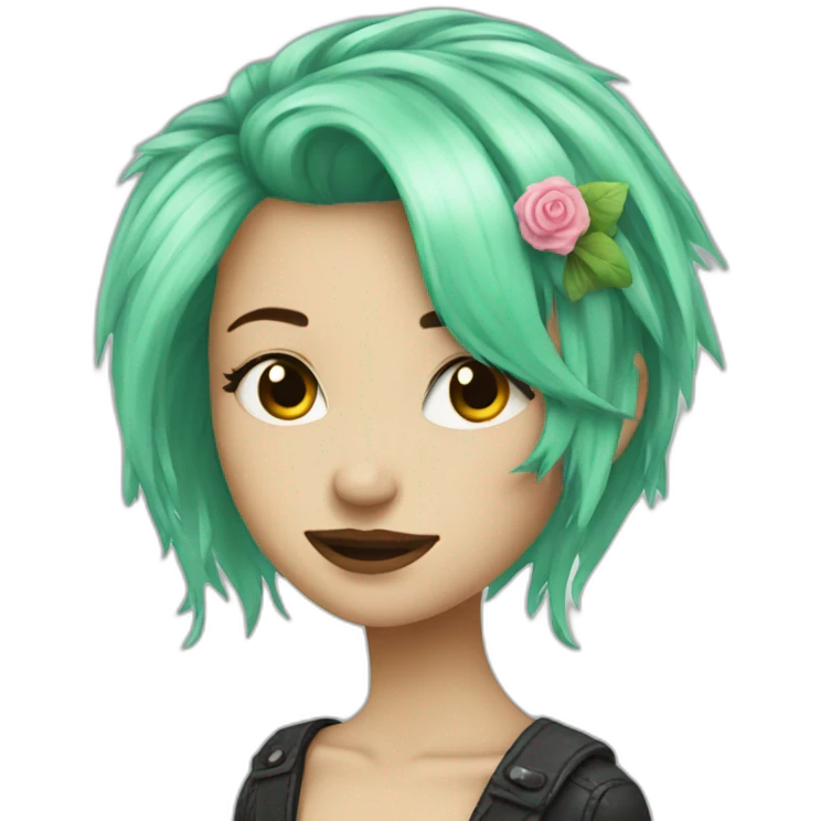 mint hair punk girl emoji