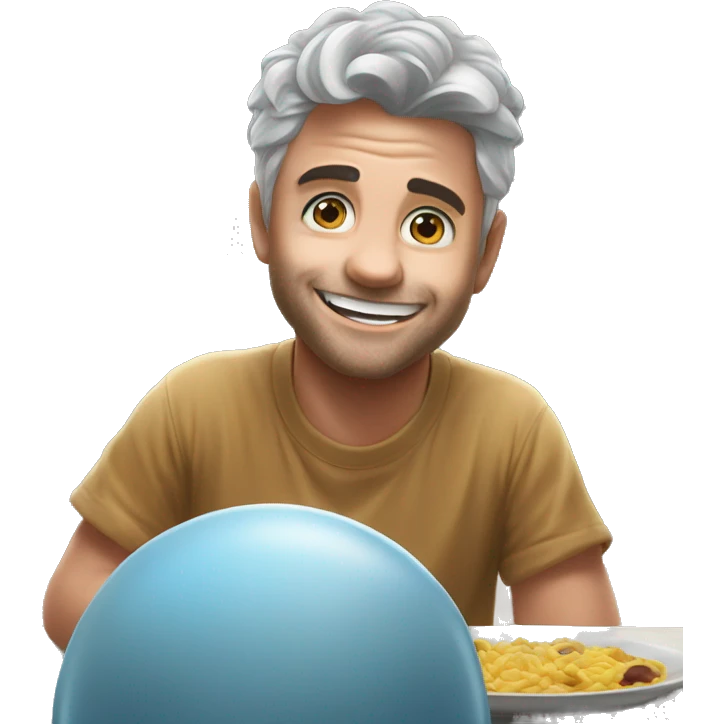 happy boy at table emoji