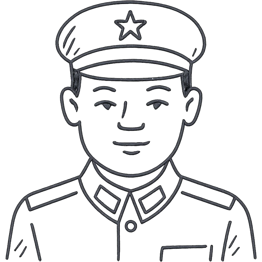 Chinese man in military uniform emoji
