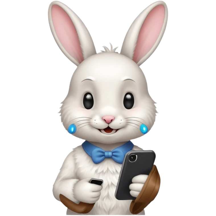White rabbit on phone talking emoji emoji