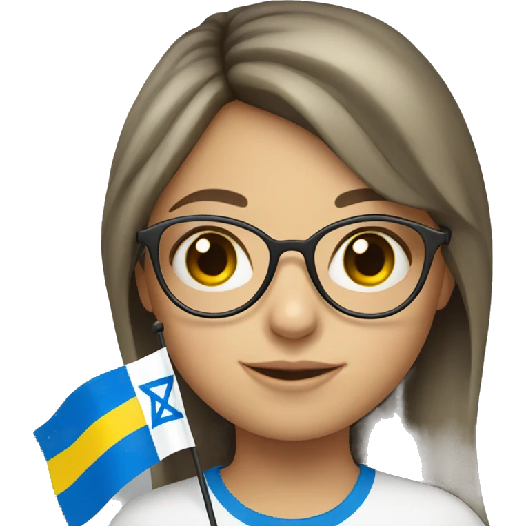 Ukrainian girl with glasses holding Israeli flag  emoji