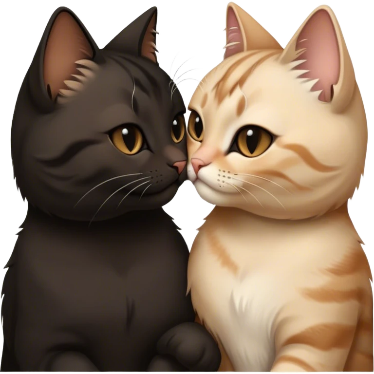 black and beige cats are kissing emoji