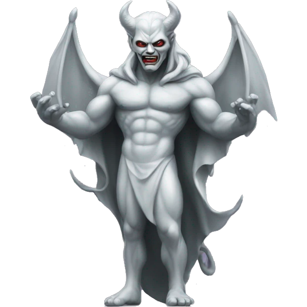 Platinium devil standing statue emoji