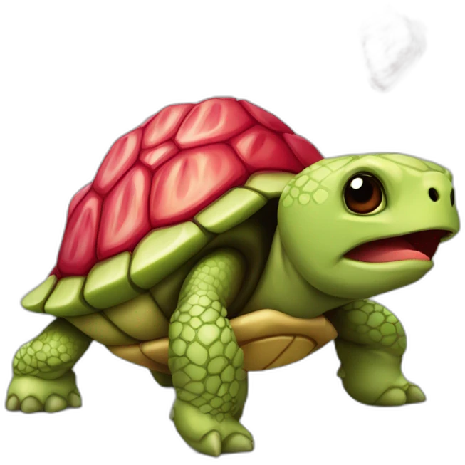 Tortue avec carapace fraise emoji