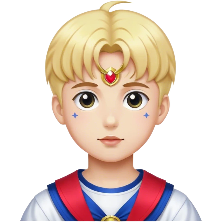 Young boy dressed like sailor moon emoji