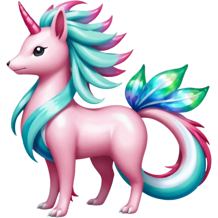  Magical shiny glittery Shaymin-Suicune-Milotic-Amaura-Pokémon-Fakémon-fusion, full body emoji