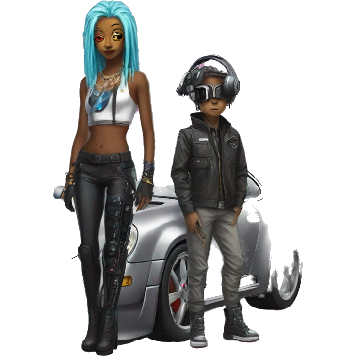 cyber punk next to porsche emoji