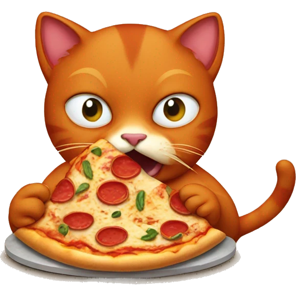 Red cat eating pizza  emoji