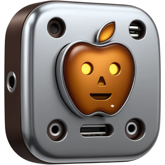 3D render of Data Port, futuristic cyborg aesthetic, fusion of organic skin and chrome metal, metallic socket embedded in dark brown skin, exposed wiring, Apple emoji style, isolated on white background --v 6.0. emoji