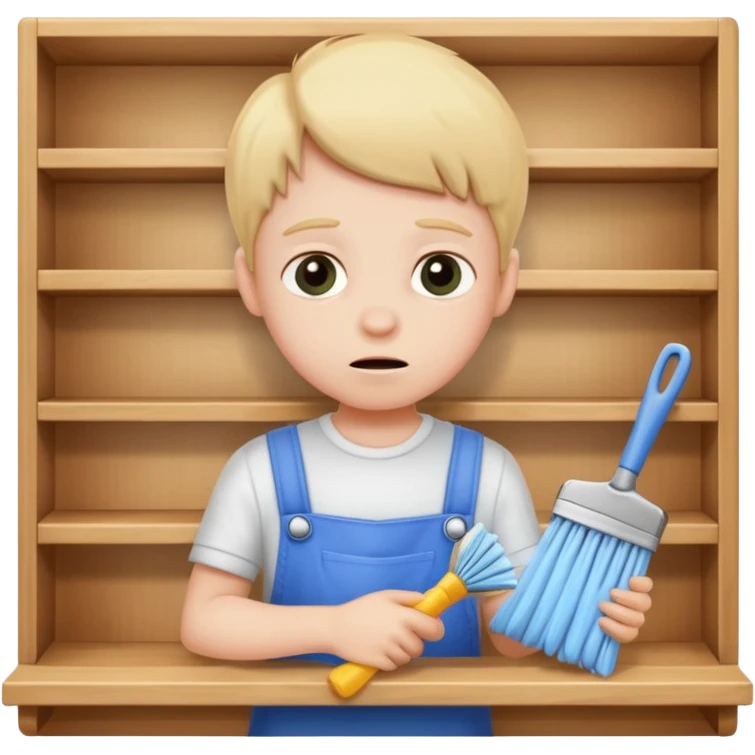 kid anxious cleaning a shelf emoji