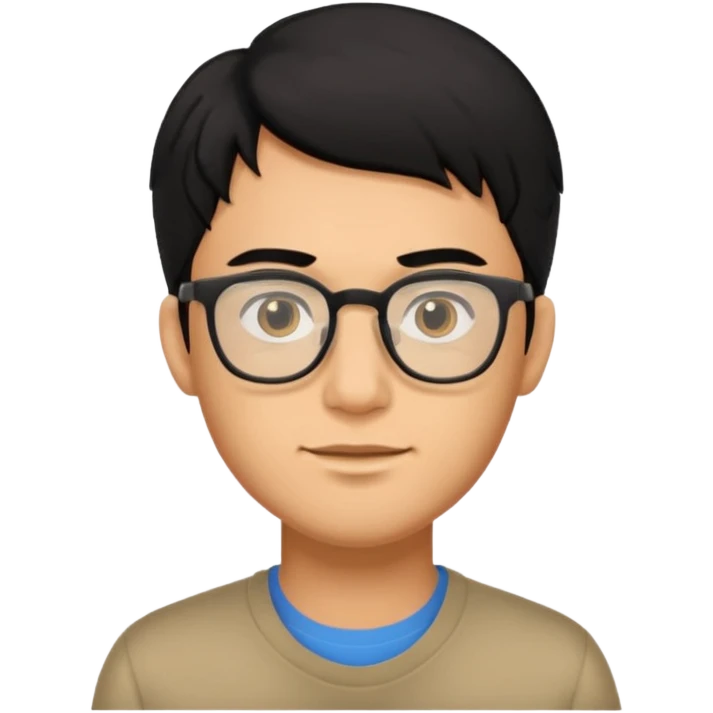 Black haired male with eyeglasses emoji