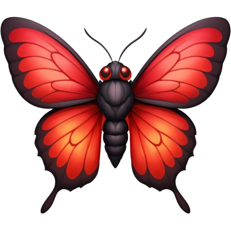 A sexy black and red moth with glowing red eyes with a human like body emoji