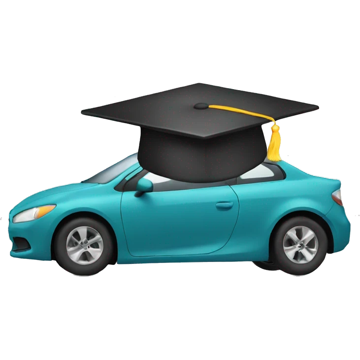 Car with graduate cap emoji