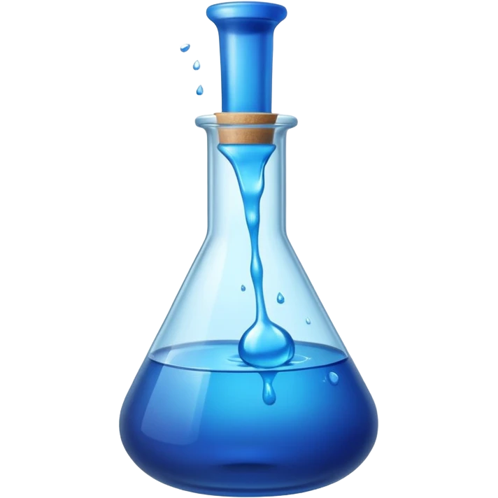 Blue potion bottle open with the liquid falling out (Upside-down with no cork and w/o handle) emoji