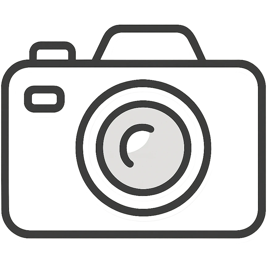 simple light coloured camera icon, minimal design, white and light gray, transparent background emoji