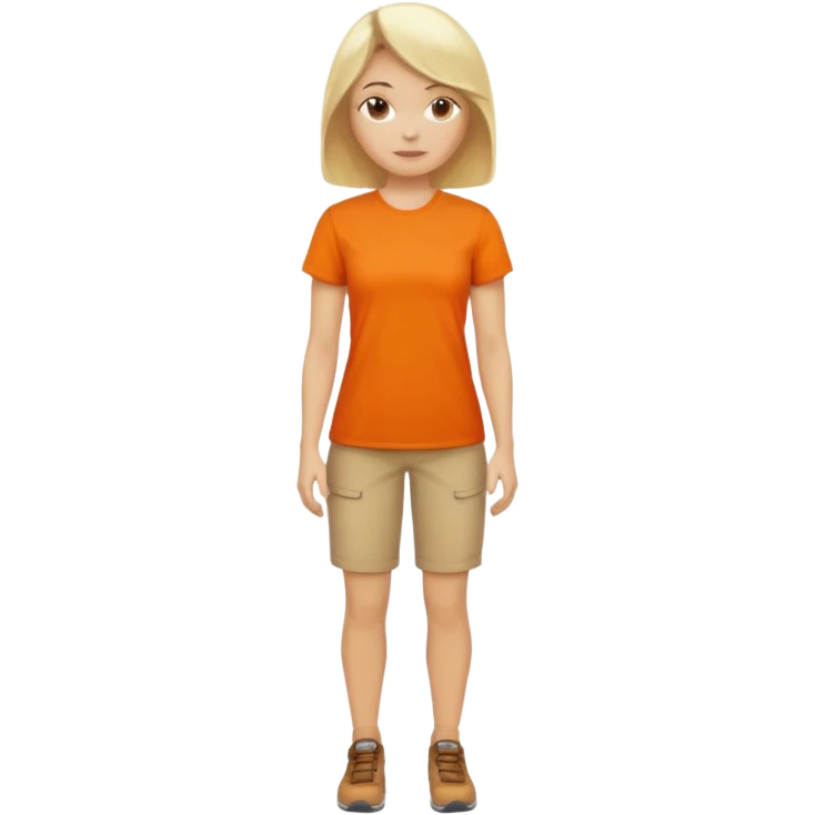 woman with blond hair standing showing full body with orange shirt emoji