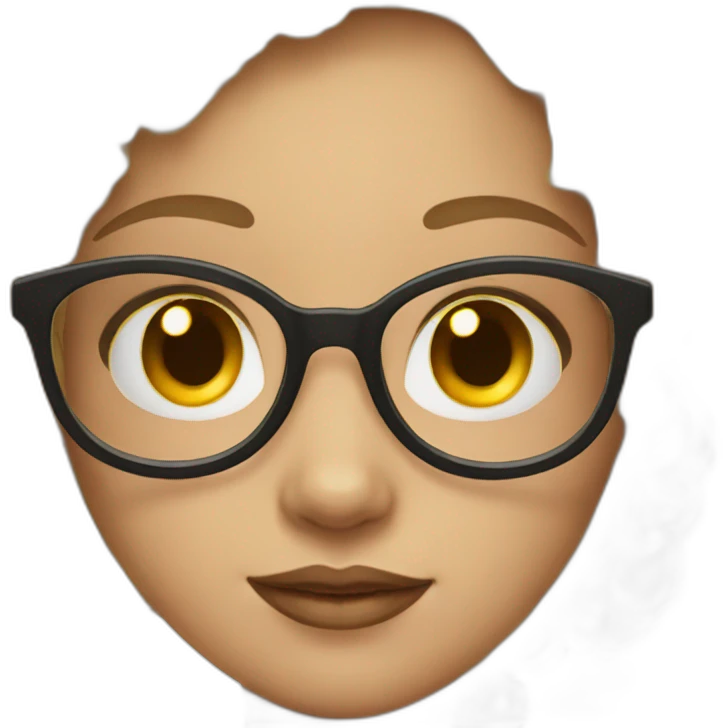 a girl with oval shape with round glasses and light makeup. emoji