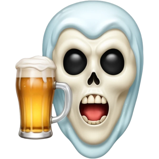 Halloween scream mask with beer emoji