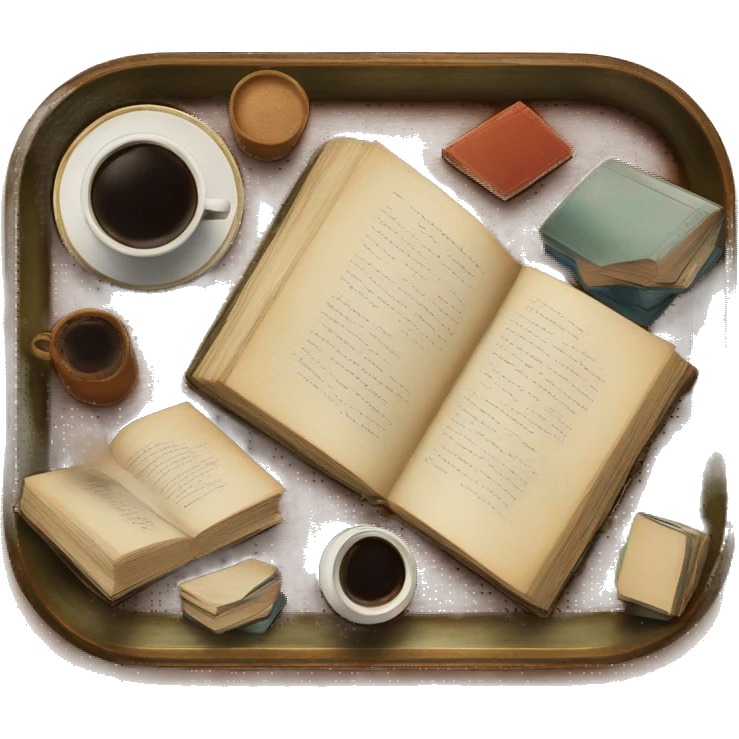 vintage tray with books and coffee  emoji