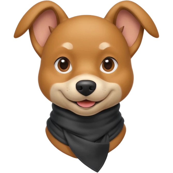 thief dog portrait, head and shoulders only, playful sneaky look, burglar scarf collar, mischievous smile, 3D cartoon, mobile game icon style, clean background, no text, no watermark
 emoji