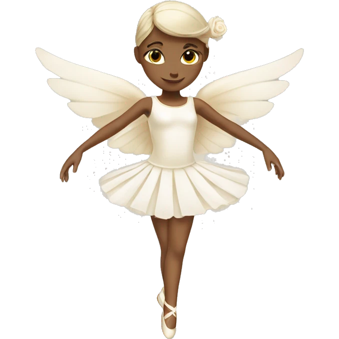 White ballerina cream dress with wings and cream ballerina shoes emoji