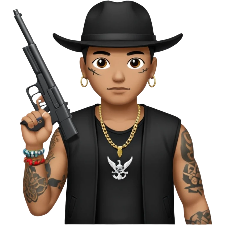 Norteño street gang repping gang signs and guns emoji