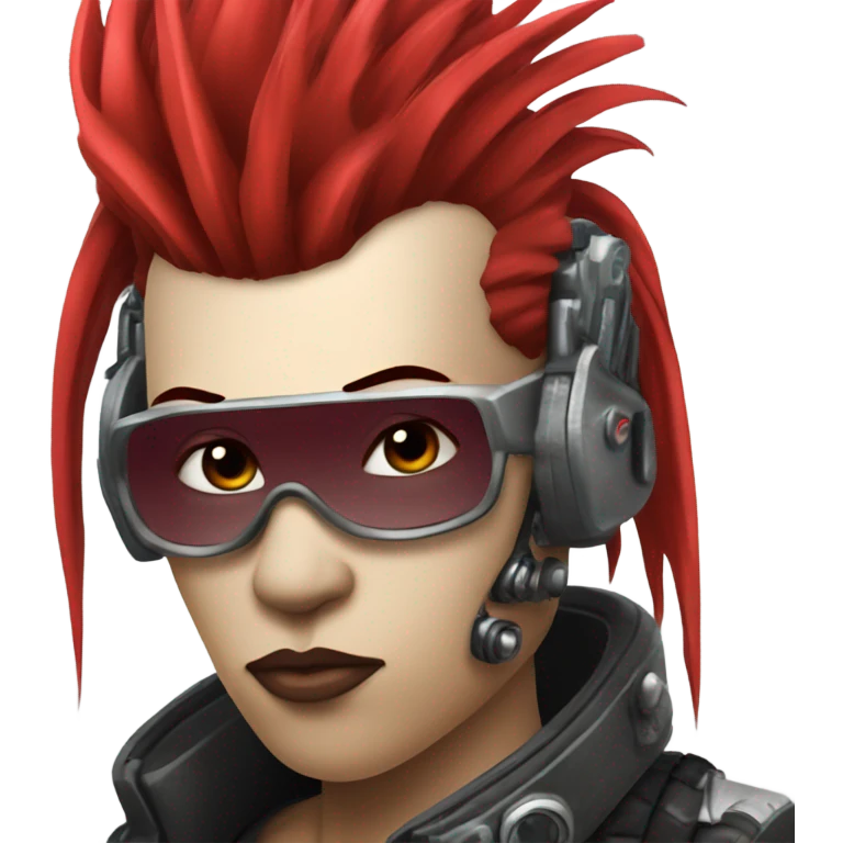 cyberpunk cyborg rockstar with red mohawk emoji
