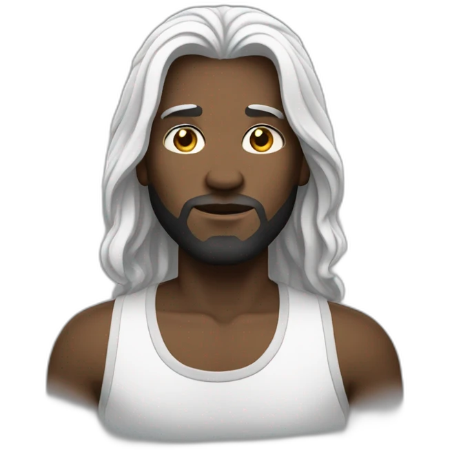 Straight black long haired man with white skin emoji