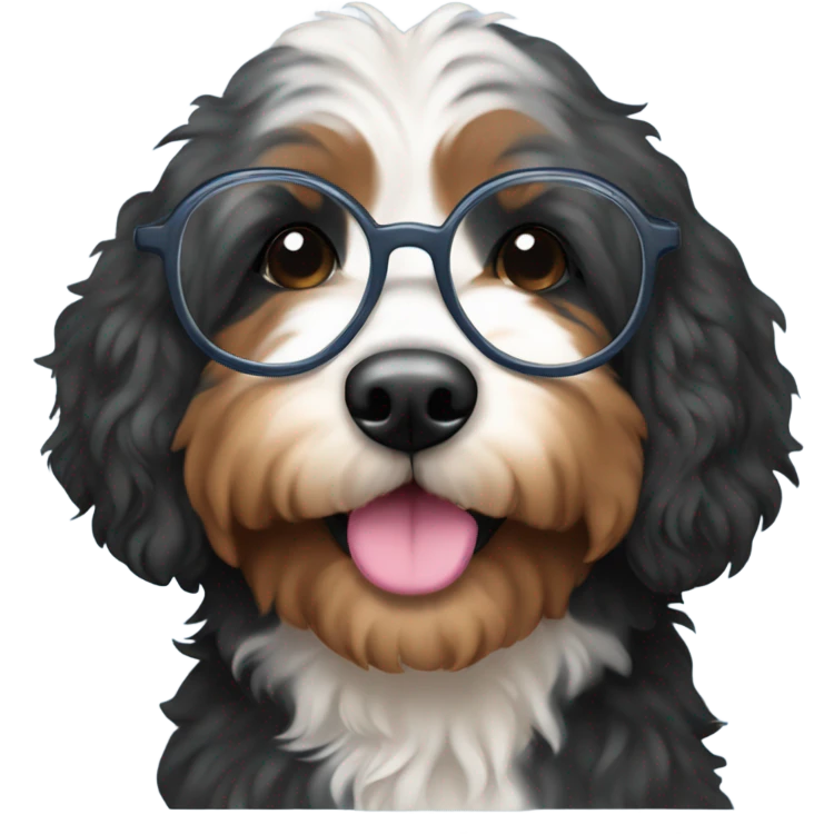 Bernedoodle with glasses emoji