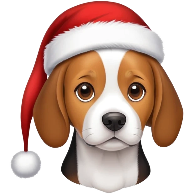 Un beagle con un sombrero de navidad emoji