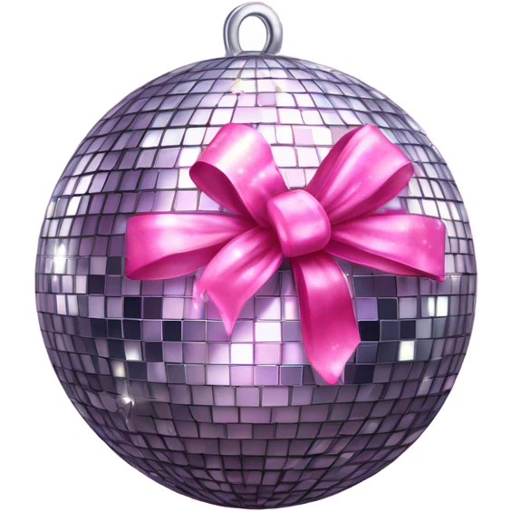 disco ball with a pink bow emoji