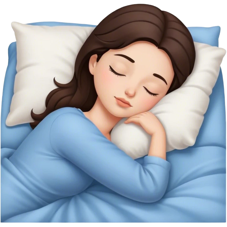 Brunette girl sleeping in the bed emoji