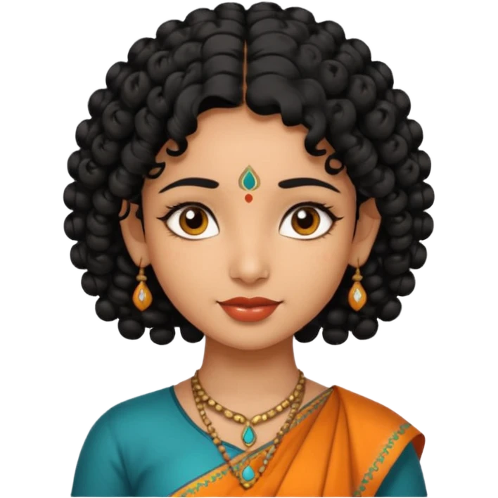 Indian fat girl south Indian curly short black hair tan emoji