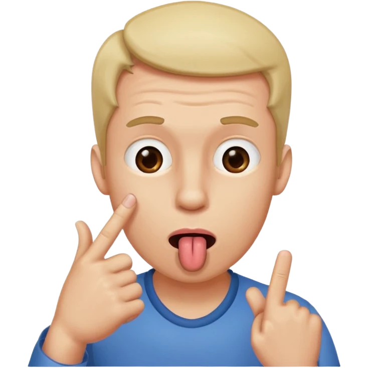 a man posing with his tongue out and index finger on his forehead and thumb beside his mouth emoji