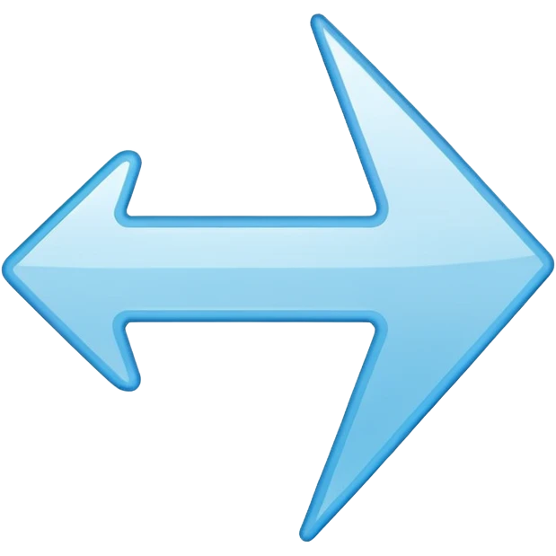 Extremely simplistic white arrow with light blue outline pointing. make the point only on one side emoji