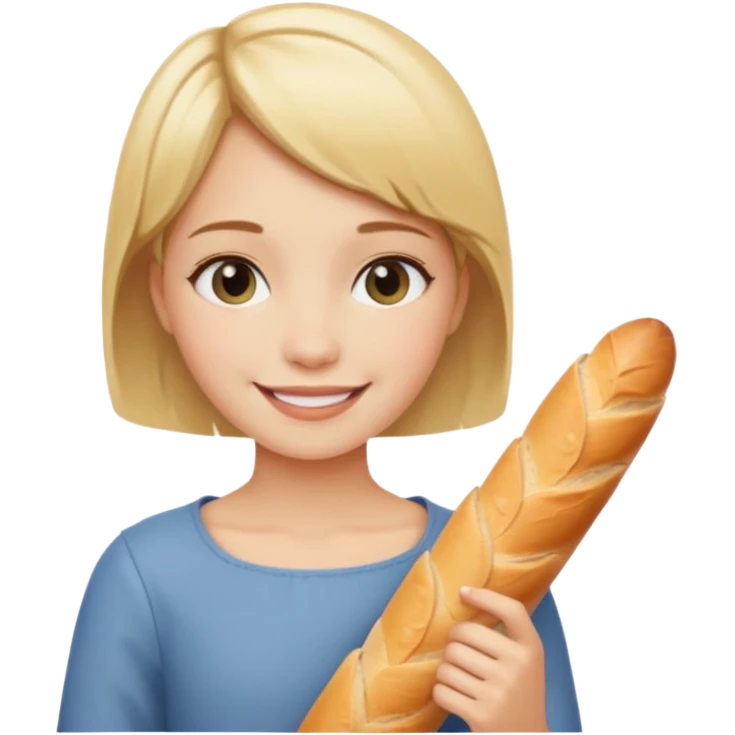 blond short hair girl holding a baguette emoji