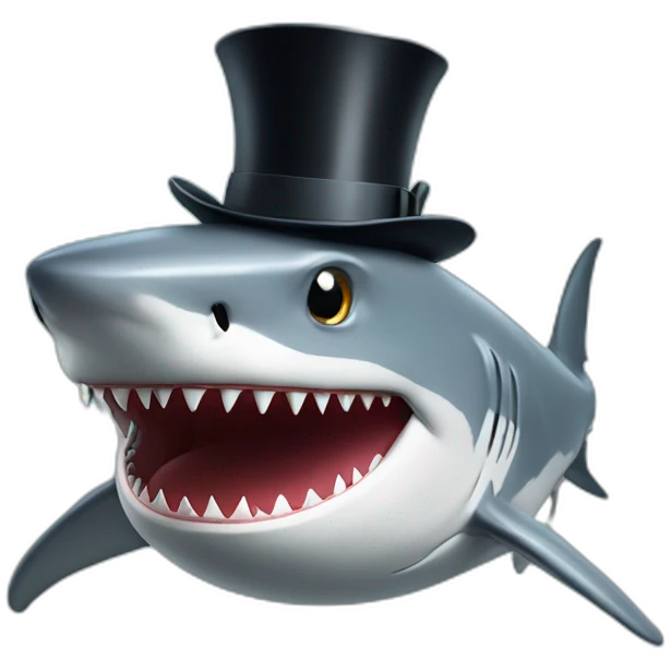 Shark with a top hat emoji