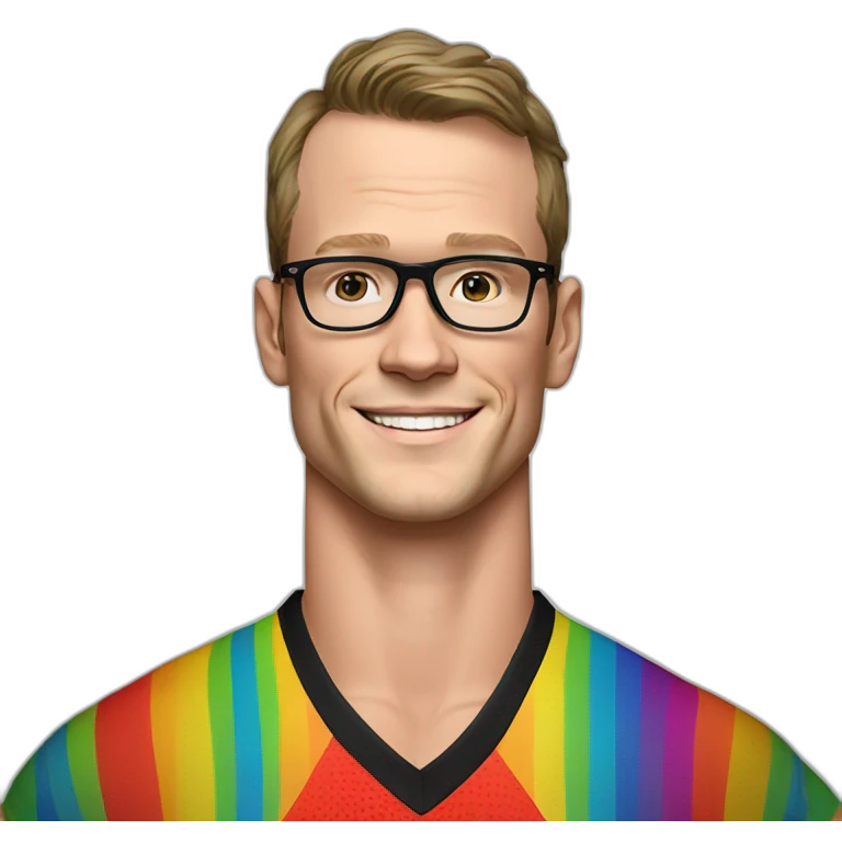 Jonathan Toews wearing glasses and rainbow clothes emoji