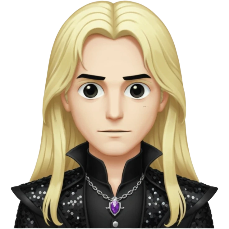 Count Alucard with long blonde hair and black sequin outfit emoji