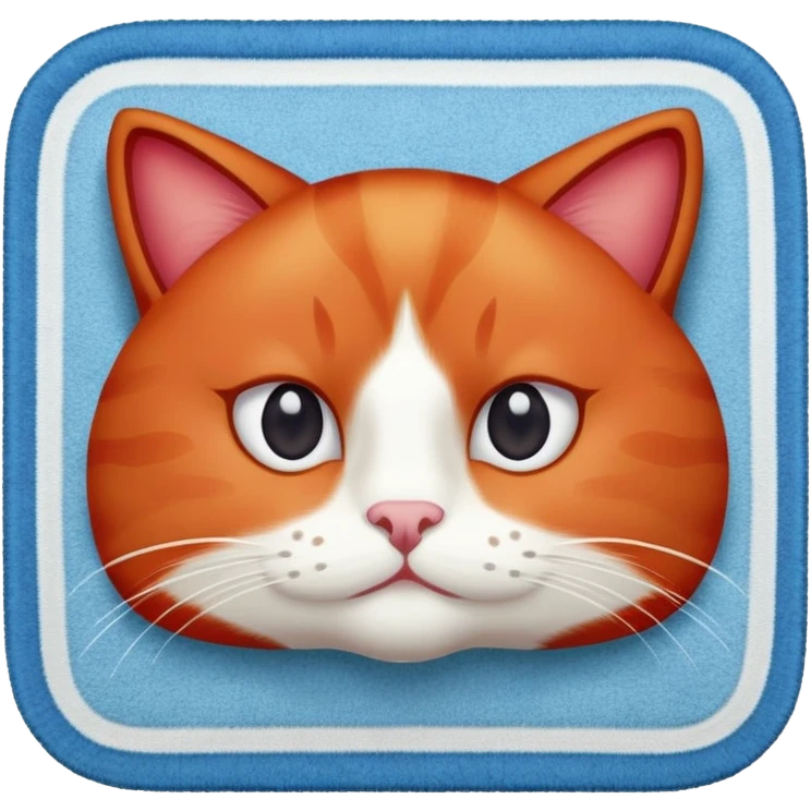 red chat with white spot under and in the middle of the face on a Arab light blue rug emoji