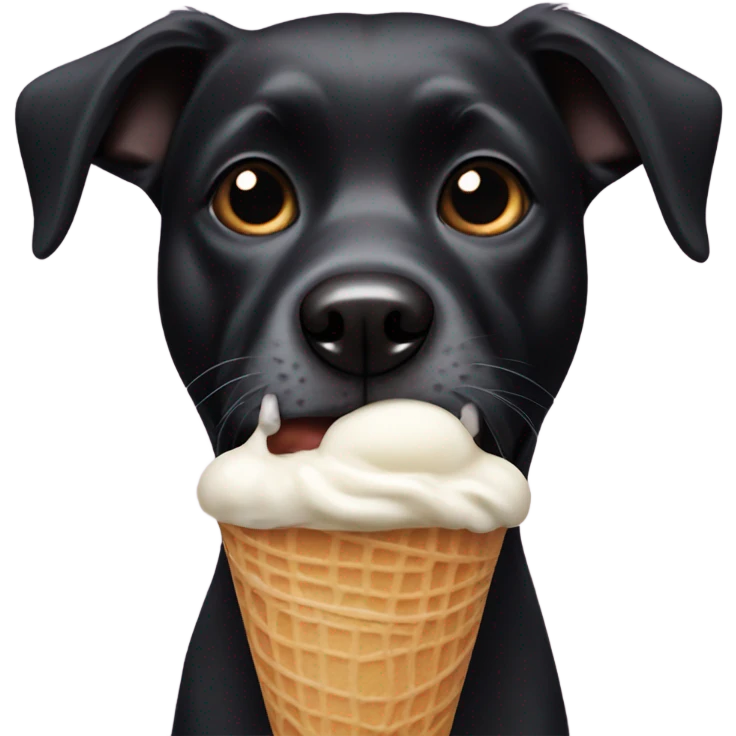 black dog eating ice cream   emoji